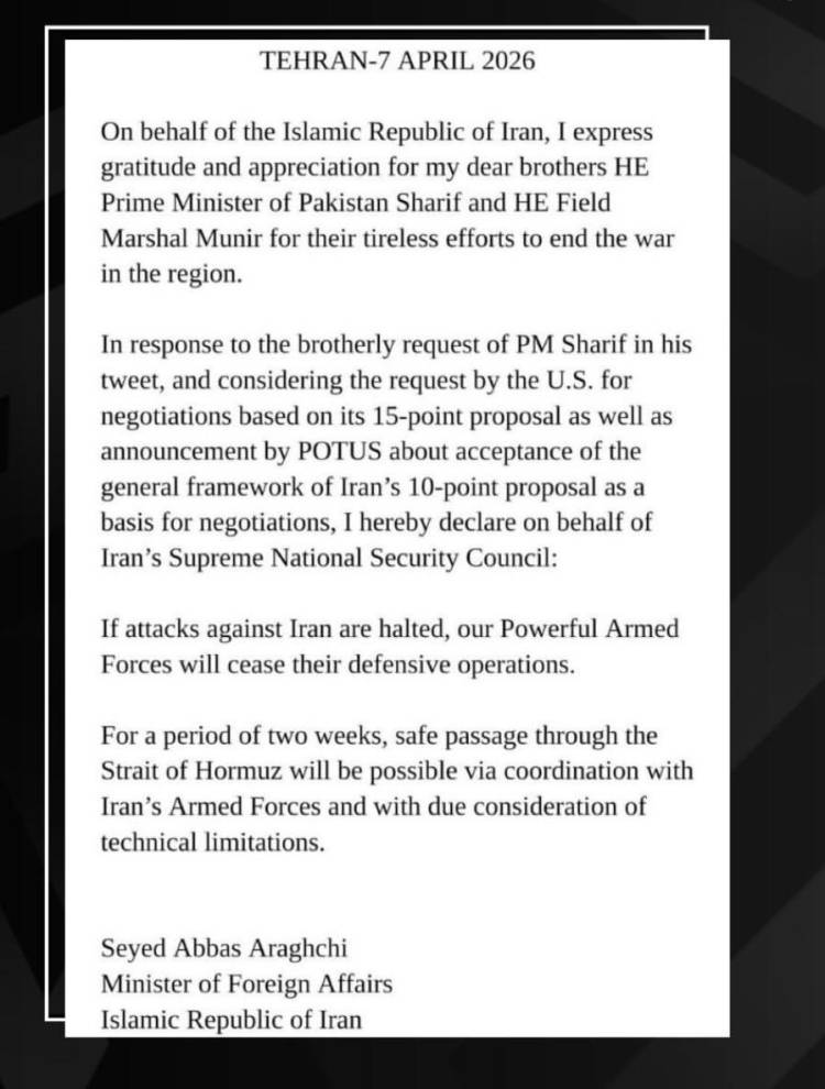 AS-Iran Sepakat Gencatan Senjata 2 Pekan, Selat Hormuz Dibuka