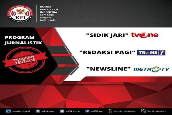 Tiga Siaran Jurnalistik TV Kena Tegur KPI