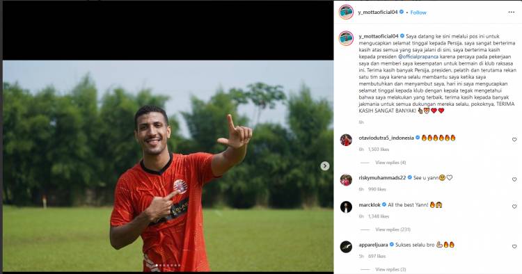 Yann Motta Resmi Hengkang dari Persija