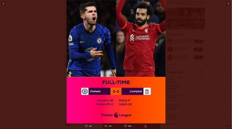 Hasil Lengkap Liga Inggris: Leeds United Menang, Chelsea vs Liverpool Sama Kuat