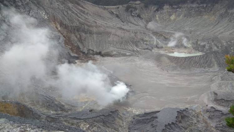 Gunung Tangkuban Parahu Semburkan Asap Putih