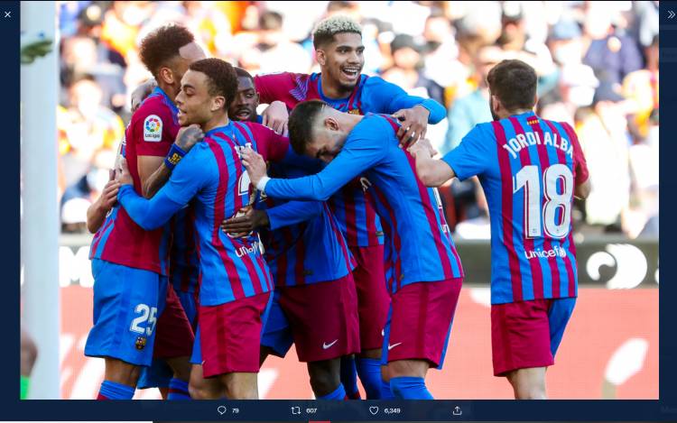 Hasil Valencia vs Barcelona: Aubameyang Borong 2 Gol, Blaugrana Berpesta