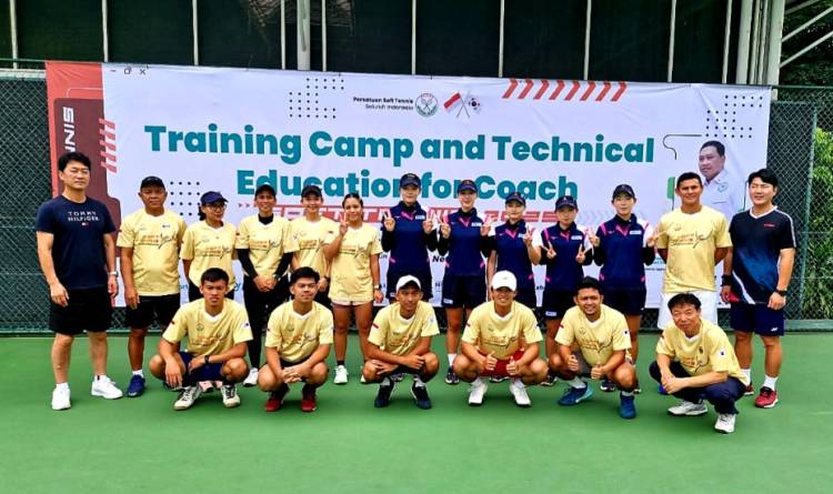 10 Atlet Timnas Soft Tennis Indonesia Latih Tanding dengan Timnas Korea