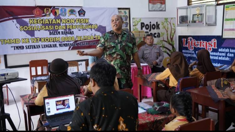 Tanamkan Jiwa Nasionalisme Sejak Dini, Satgas TMMD Ke 127 Berikan Materi Wasbang Di SDN Krisik 04