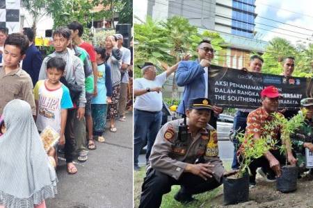 The Southern Hotel Surabaya Rayakan HUT ke-1, Tanam Pohon Hingga Masak 1000 Porsi Mie