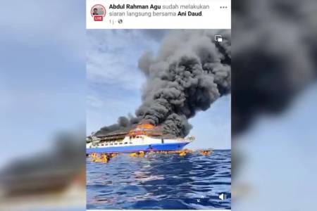 Sedang Menuju Pelabuhan Manado, KM Barcelona 5 Terbakar di Perairan Talise Minahasa Utara