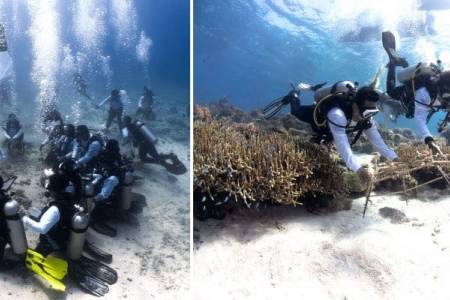 Upacara Bendera di Bawah Laut dan Transplantasi Terumbu Karang di Labuan Bajo
