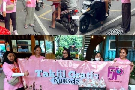 FJPI Jatim Bagikan Takjil kepada Para Pengguna Jalan di Surabaya