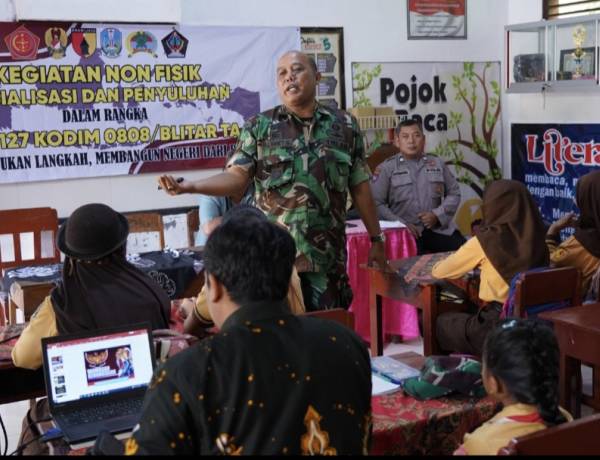 Tanamkan Jiwa Nasionalisme Sejak Dini, Satgas TMMD Ke 127 Berikan Materi Wasbang Di SDN Krisik 04